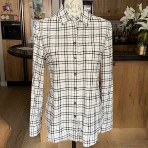 Jenni Kayne Cotton Plaid Flannel Button Up Shirt, XS